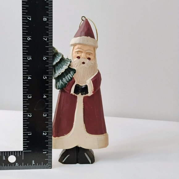 Vintage Bath & Body Works Christmas 1994 Santa Figurine Rustic Wood Ornament 8" - Picture 6 of 6